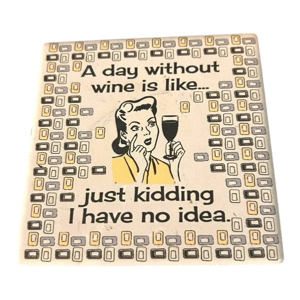 Primitives by Kathy Stoneware Cork Bottom Cute Wine Coaster